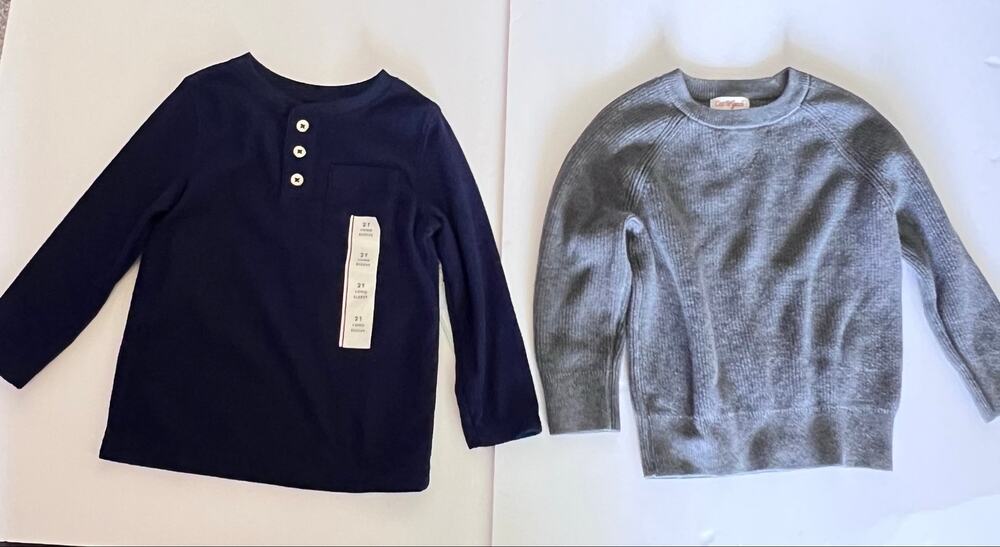 Cat & Jack Boys Toddler Long Sleeve Shirt & Sweater Bundle Size 2T New